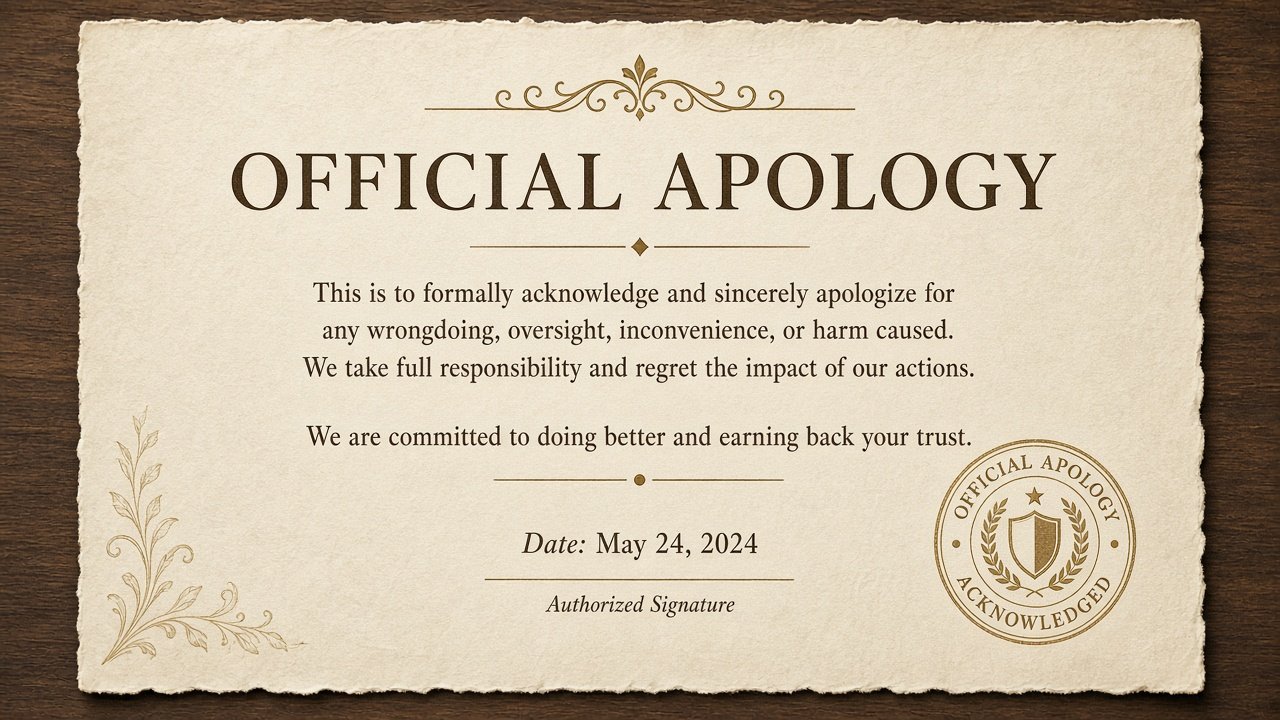 Official Apology product image — Gift for Darling digital couple gift preview