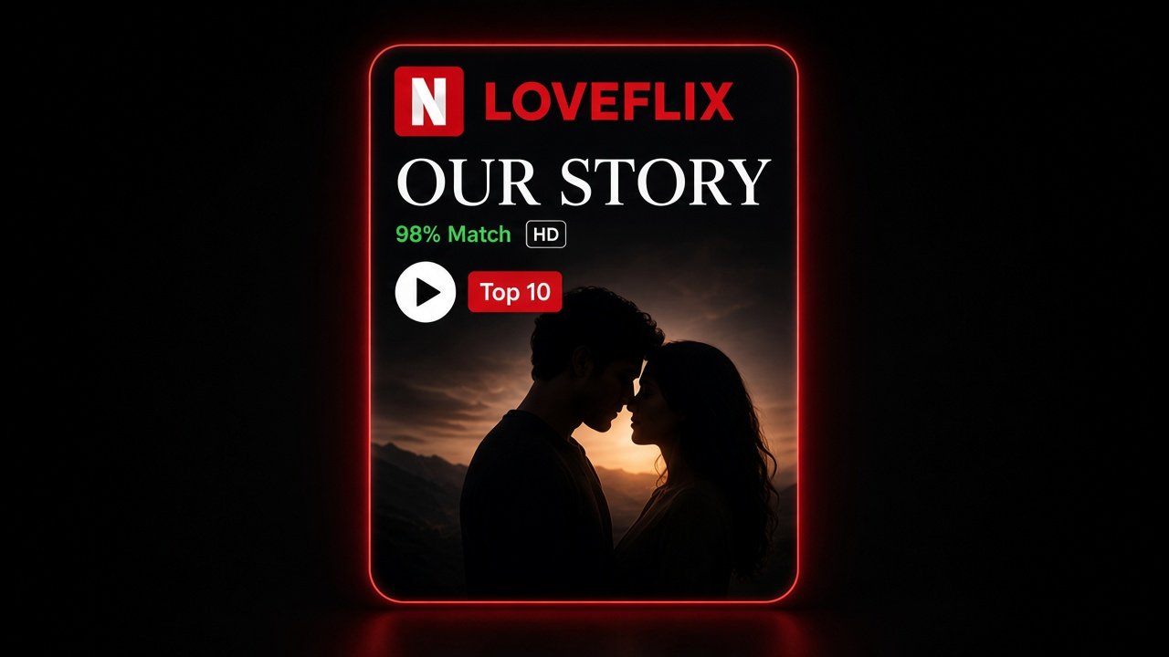 LoveFlix Poster product image — Gift for Darling digital couple gift preview