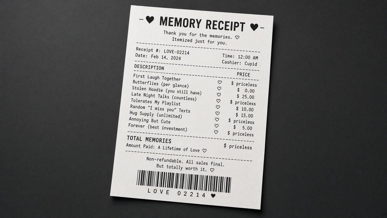Memory Receipt product image — Gift for Darling digital couple gift preview