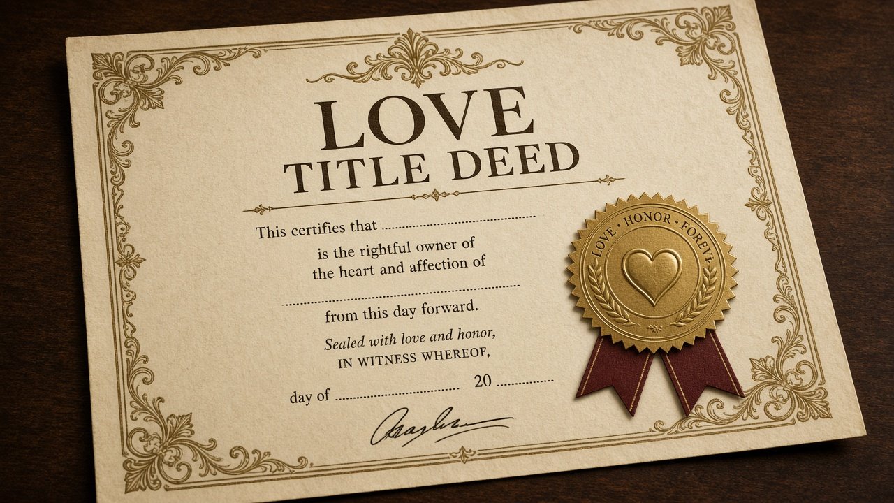 Love Title Deed product image — Gift for Darling digital couple gift preview