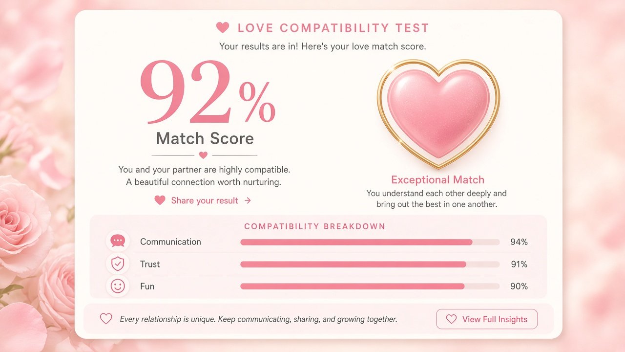 Love Compatibility Test product image — Gift for Darling digital couple gift preview